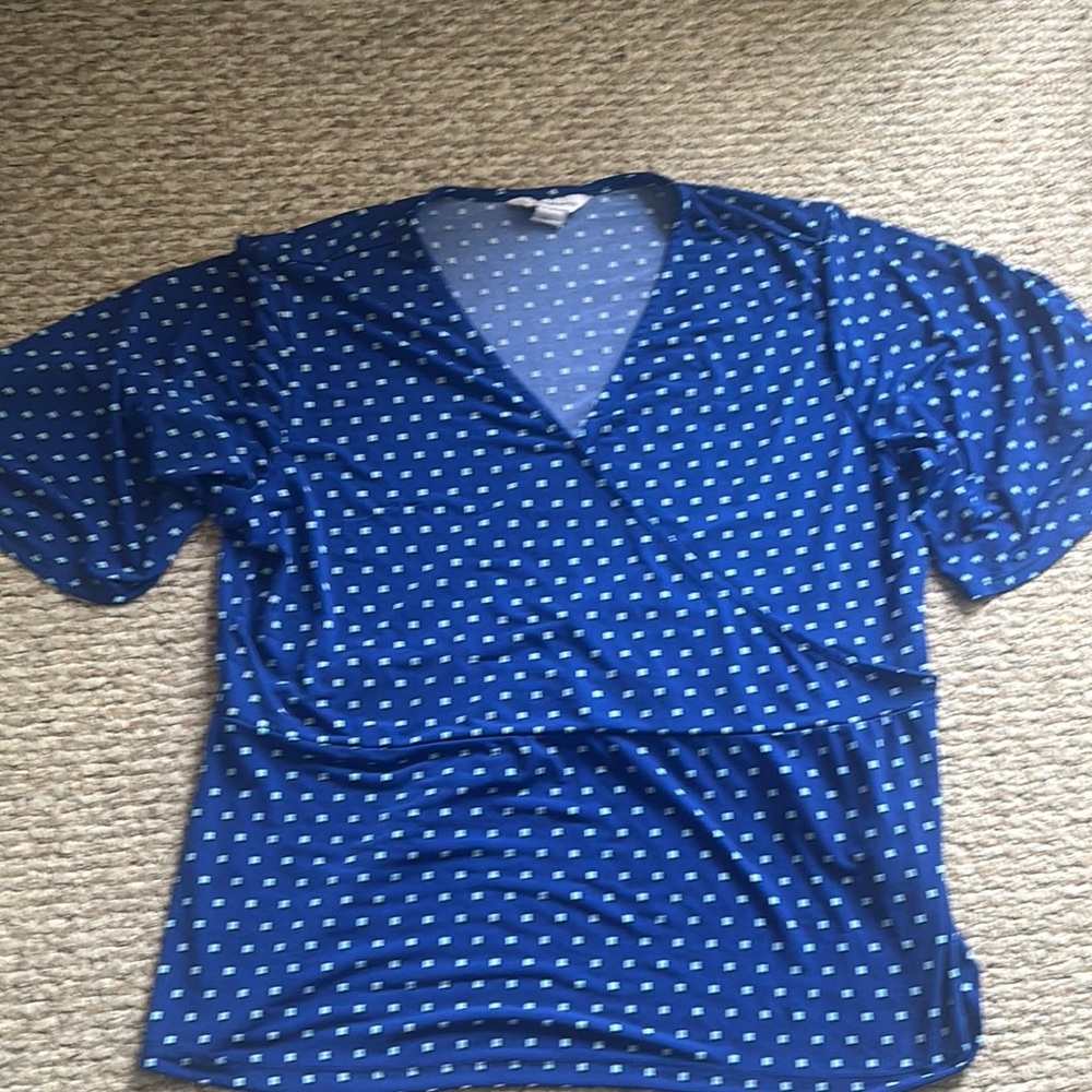 Blue Polka Dot Wrap Top